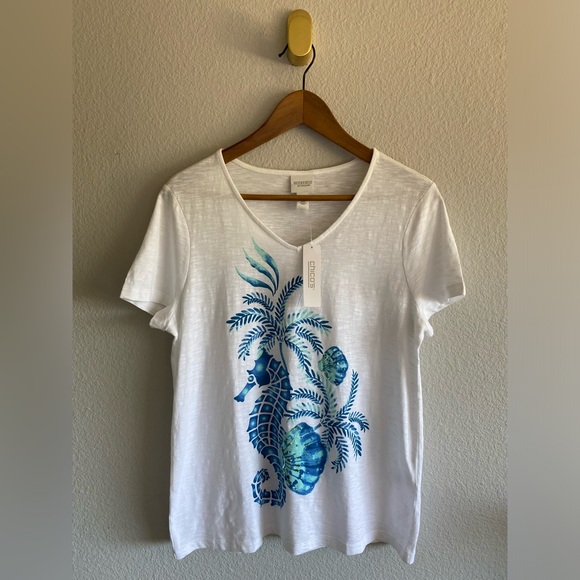 NWT Chico’s Weekends Ombre Seahorse Tee - Picture 4 of 14